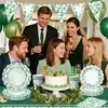 Prato de Papel com Renda Tema Folha de Eucalipto Decorações de Festa Toalha de Mesa Descartável Bandeirola Decoração Suspensa
