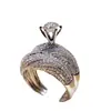 Anel de duas peças com diamantes inteiros Xiyin TEMU transfronteiriço, popular, para noivado de casamento de senhoras, usável, fabricantes, atacado