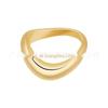 Anel de nicho de aço titânio banhado a ouro 18K com design curvo e grande onda empilhada, estilo INS de personalidade R234212