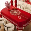 Mantel de Mesa Rojo para Boda 2026 Nuevo Modelo Compromiso Recién Casados Ambiente Festivo Mantel Decorativo con Palabras Felices Mantel para Mesa de Café
