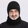 Chapéu de Lã Masculino Comércio Exterior Chapéu com Orelhas de Pai Proteção Auricular Ciclismo Quente Espesso Forrado com Fleece Chapéu de Tricô Chapéu de Pescoço para Meia-idade e Idosos