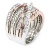 Anillo de flash caliente transfronterizo con microincrustaciones de diamantes y circonitas, anillo de separación de color cruzado creativo Europa y Estados Unidos, anillo exquisito, pulsera entrelazada