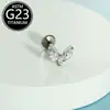 Piercing Labial Stud de Titânio F136 com Design de Flor Relâmpago e Cravação de Zircônia, Joia para Body Piercing com Corpo de Titânio de Grau Cirúrgico, Produto em Estoque do Fabricante
