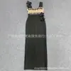 Nuevo vestido cruzado europeo y americano para mujer con flores de cuentas, elegante estilo socialité, vestido bandage ajustado, vestido de noche