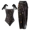 Traje de baño para mujer transfronterizo europeo y americano 2025 Bikini de playa Traje de baño de tirantes para nadar Bikini vintage