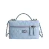 Bolsa Caja de Maquillaje Vintage, Bolsa Pequeña con Acabado Texturizado, Cadena Acolchada Estilo Chanel, Bolso de Hombro y Cruzado de Lujo Ligero para Mujer