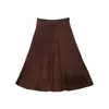 Yinuo Talla Grande Cintura Alta Falda de Felpa de Gamuza para Mujer 2026 Otoño Nuevo Estilo Cubre Cadera Adelgazante Falda de Longitud Media 345441