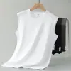 Colete Modal Masculino Gelo Seda Fresco Secagem Rápida Antibacteriano Antiácaro Sem Mangas Camiseta Fitness Esporte Colete Cor Lisa Moletom