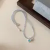Collar Apilable con Flor de Corazón de Cuentas de Colores para Mujer Verano Fresco Nicho Moda Tendencia Cadena para Clavícula Elegante