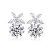 Chegada Nova Pino de Orelha Prata Esterlina Brinco de Tarraxa Laço Feminino Elegante Estilo Coreano Brinco Pendente Distintivo Flor Simples Brincos de Zircônia