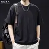 Camiseta de Manga Corta con Textura de Lino Lyocell Tencel para Hombre, Nuevo Estilo Workwear, Ligera, de Secado Rápido, Ropa de Marca de Moda, Corte Holgado, Tallas Grandes