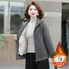 Chamarra de Felpa con Capucha para Mujer Nueva Casual Versátil Abrigo de Algodón para Dama Cálido Moda Exterior Con Felpa Ropa Deportiva Mujer