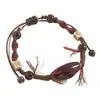 Pulsera de Cerámica Vintage Jingdezhen, Estilo Étnico Trenzado con Cuerda y Perlas, Joyería Hecha a Mano para Mujer con un Toque de Lujo Discreto