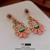 Collar Vintage Flor de Pedrería Piedra Ojo de Tigre Gota de Agua Cadena para Clavícula Retro Lujo Ligero Joyería de Nicho para Mujer
