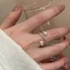 Anillo de perlas apiladas multicapa de nicho de alta gama para mujer, anillo simple liso, anillo con abertura ajustable para dedo de dieta al por mayor