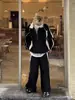 Traje Deportivo de Estilo Urbano Americano para Hombres y Mujeres, Nuevo Otoño Estilo Hong Kong Holgado Secado Rápido Chaqueta Chaqueta Moda Conjunto de Dos Piezas