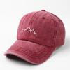 Gorra de béisbol bordada de montaña de algodón suave lavada transfronteriza para hombres y mujeres, moda retro desgastada para exteriores, protección solar, gorra con visera