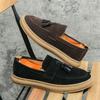 Mocasines de verano transpirables esmerilados de lobo de Xinjiang del norte para hombre, zapatos slip-on realzados, estilo coreano, zapatos de cuero casuales, cabello