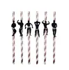 Transfronterizo En Stock Hombre Musculoso Hombre Negro Deportes Desechable Pajitas de Papel Creativas Despedida de Soltero Divertida Decoración Macho
