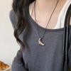¡A primera vista! Collar de Cuerda de Cuero con Forma de Croissant Coreano para Mujer, Estilo Ins Simple, Cadena Versátil para Clavícula, Cadena Larga para Sudadera