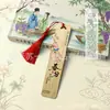 Marcador de Página Clássico Estilo Chinês Criativo Marcador de Bambu Nan de Madeira Pingente Vinte e Quatro Termos Solares com Imagens e Texto Presente Inspirador para Professores