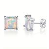 Aretes Transfronterizos de Ópalo Cuadrado Nuevo Cobre Chapado en Oro Real Ópalo Kyocera de Alta Calidad Joyería de Fábrica en Stock