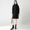 Abrigo Miyake para Mujer con un Toque de Alta Gama, Nueva Moda Primavera y Otoño, Cremallera con Capucha, Gabardina Casual Elegante de Longitud Media
