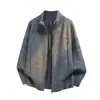 Suéter cardigan masculino 2026 outono nova marca da moda retalhos moletom pesado casual americano solto gola alta tricô