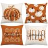 Nueva Almohada Serie Calabaza de Otoño Texto Naranja Impreso por un Lado Acción de Gracias Hogar Sofá Funda de Almohada Venta al por Mayor