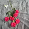 Ramo de Rosas Redondas Pequeñas Sweetheart de 6 Cabezas Simuladas de Rama Alta Flores Artificiales de Seda Falsa Adornos Florales de Boda Flores de Plástico