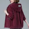 Nueva Chaqueta de Pana Otoño/Invierno 2025 para Mujer, Casual, Tallas Grandes, Corte Holgado, Adelgazante, Moderna, Elegante Ropa de Abrigo para Mamás