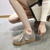 Zapatos de Plataforma para Amantes Zapatos Canguro de Plataforma para Hombre y Mujer 2025 Nuevos Mocasines de Cordones Puntiagudos Zapatos Pequeños de Cuero Joker Británico