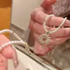 Colar de Margarida Pérola Dourado Totalmente Cravejado Estilo Fresco Vintage Temperamento Suave Versátil Exquisito Corrente de Clavícula de Alta Qualidade para Mulheres