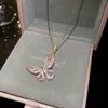 Collar Colgante de Mariposa de Zircón, Exquisito, Sencillo, Moderno y de Diseño Personalizado, Cadena para Clavícula, Joyería de Lujo Ligero y de Alta Gama para Mujeres