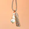 Colgante de calabaza lacada estilo chino tradicional con borlas, llavero, artículo decorativo, cuentas de oración, accesorio para cadena de teléfono