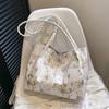 Bolso de gran capacidad, novedad de verano 2024, bolso de hombro de moda con textura de PU, bolso de mano pequeño con mariposas frescas debajo del brazo.