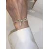 Pulsera de Lazo Roto Plateado Moda Sentido de Alta Gama Pulsera de Lazo Roto Plateado para Mujer Personalidad Niche Versátil Pulsera Dulce