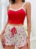 Europeu e Americano Cross-border Home Clothes Renda Sling Shorts terno confortável elástico Home Casual Outwear Pijamas para Mulheres
