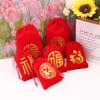 Bolsa Grande Roja para Dulces de Boda Bolsa de Bendición del Templo Bolsa para Regalo de Joyería Paquete Bolsa de Franela con Cordón Bolsa de Tela
