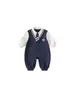 Ropa para Niños Bangxuan Conjunto de Otoño para Niños, Mameluco Estilo Academia, Falso Dos Piezas Traje de Gateo para Bebés Niños de Manga Larga
