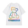 Playera de Manga Corta Transfronteriza para Hombre Estilo Coreano Oso de Dibujos Animados Top Holgado de Media Manga Verano Combinación con Todo Cuello Redondo Playera de Pareja