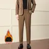 Outono Inverno 2026 Calças Grossas Masculinas Estilo Coreano Tendência Retas Largas Versáteis Casuais Calças de Terno de Lã Engrossadas