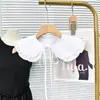 Cuello Falso de Encaje Fruncido de Dos Tonos Blanco y Negro Versátil Decorativo para Combinar con Chaqueta Vestido Camisa Sudadera de Mujer