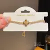 Colgante de Flor de Trébol de la Suerte de Circonita Pulsera tipo Jalar Moda Sencilla Banda para la Mano de Uso Diario Lujo Ligero Sensación de Alta Gama Joyería de Mano para Mujer
