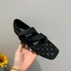 Zapatos cuadrados poco profundos de lunares retro estilo coreano para mujer para uso en exteriores, zapatos de ballet Mary Jane estilo francés de noche otoño 2026