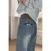 Calça Jeans Reta Azul Retrô para Mulheres, Novo Estilo de Primavera, Cintura Alta, Emagrecimento para Mulheres com Sobrepeso, Figura em Pera, Calça Longa Wide-Leg Solta