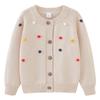 Ropa para Niños Cuello Redondo Cardigan de Punto de Bolas Colorido Suéter Abrigo de Algodón para Niñas Cardigan de Punto de Bolas Colorido Hecho a Mano al por Mayor