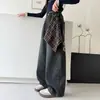 Calça Jeans Feminina Primavera e Outono 2025 Nova Moda Casual Longa para Crianças, Calça Reta Solta Curva para Meninas Mais Velhas