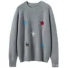 Suéter pullover de punto tejido para mujer, dulce, tridimensional, bordado floral hecho a mano, para otoño e invierno, suéter de punto que reduce la edad, suéter de punto de manga larga para estudiantes