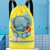 Bolsa de natação infantil QC com separação de seco e molhado, à prova d'água, grande capacidade, mochila portátil para natação e armazenamento de artigos de higiene